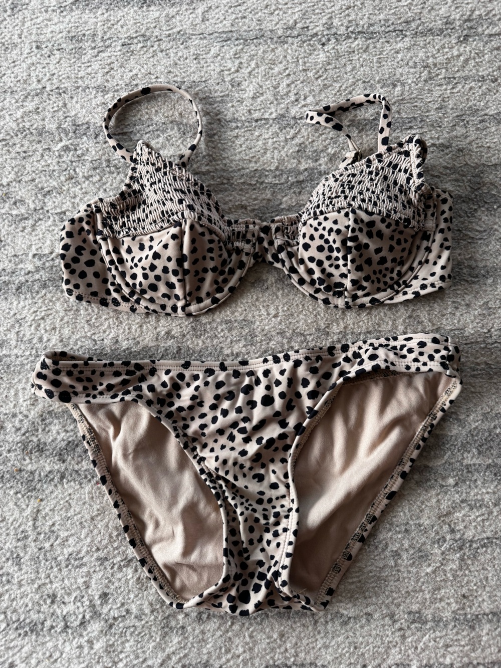 Xhilaration Beige and Black Dalmatian Print Bikini